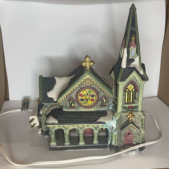 2002 Christmas Streets Church Collection Porcelain House Lighted Window - Picture 13 of 16